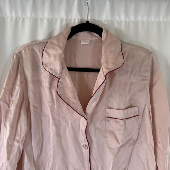 Silk Silky Sleep Top Women's Small Pink Button Up Long Sleeve 100% Silk Sleep - Picture 2 of 10